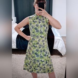 Vintage 1950s 60s Handmade Floral Sleeveless Dress